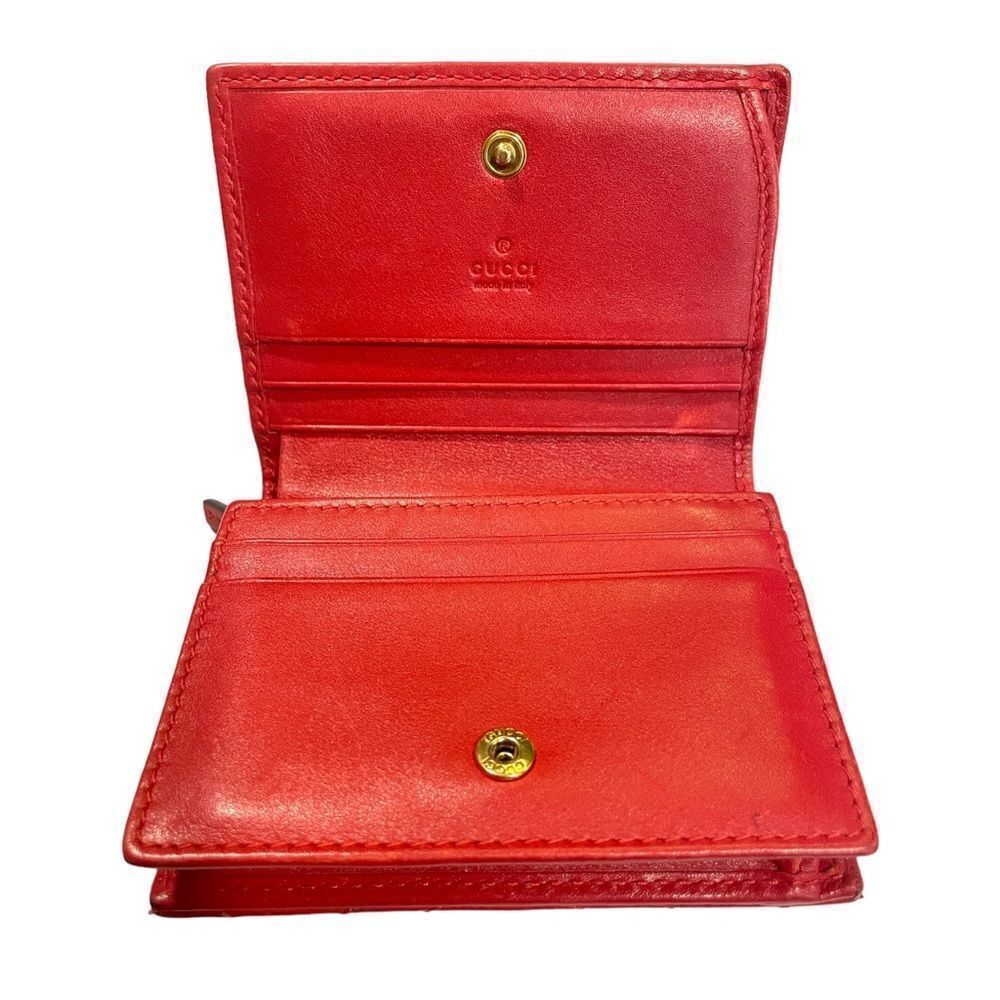GUCCI GG MARMONT RED MATELASSÉ LEATHER CARD CASE WALLET - Picture 11 of 12